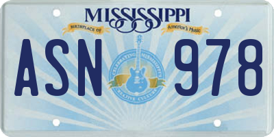 MS license plate ASN978