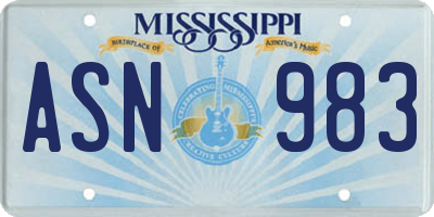 MS license plate ASN983