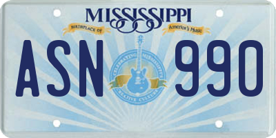 MS license plate ASN990