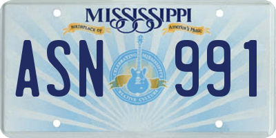 MS license plate ASN991