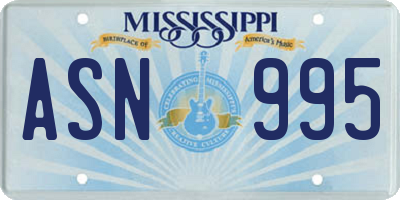 MS license plate ASN995