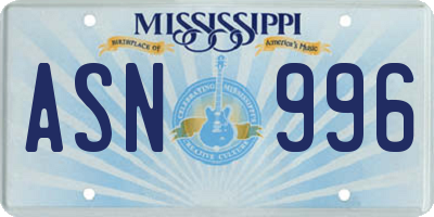 MS license plate ASN996