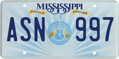 MS license plate ASN997