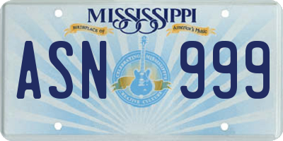 MS license plate ASN999