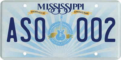 MS license plate ASO002
