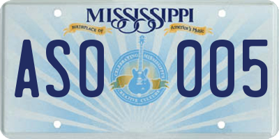 MS license plate ASO005