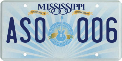 MS license plate ASO006