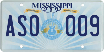 MS license plate ASO009