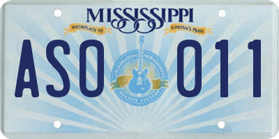 MS license plate ASO011