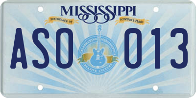MS license plate ASO013