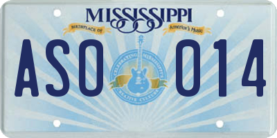 MS license plate ASO014
