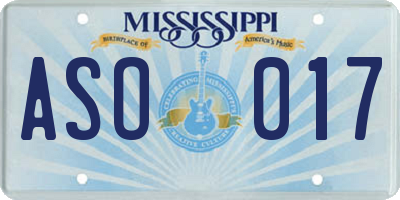 MS license plate ASO017