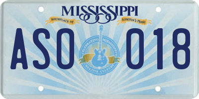 MS license plate ASO018