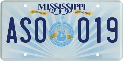MS license plate ASO019