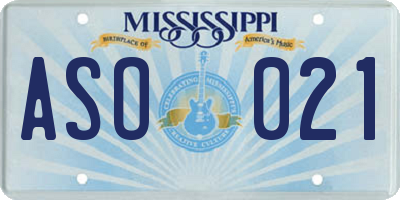 MS license plate ASO021