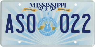 MS license plate ASO022