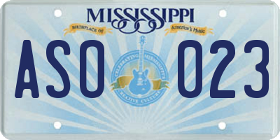 MS license plate ASO023