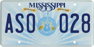 MS license plate ASO028