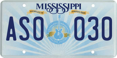 MS license plate ASO030