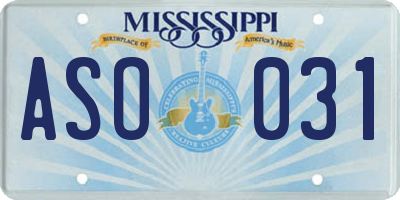 MS license plate ASO031