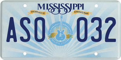MS license plate ASO032