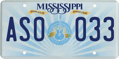 MS license plate ASO033