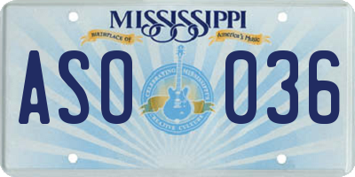MS license plate ASO036
