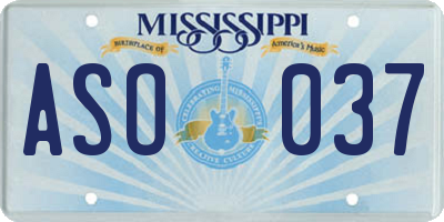 MS license plate ASO037
