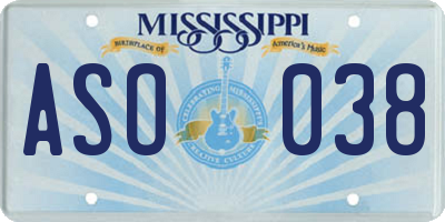 MS license plate ASO038
