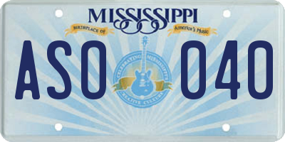 MS license plate ASO040