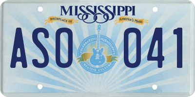MS license plate ASO041