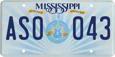 MS license plate ASO043