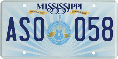 MS license plate ASO058