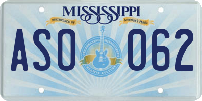 MS license plate ASO062