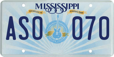 MS license plate ASO070