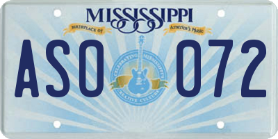 MS license plate ASO072