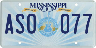 MS license plate ASO077
