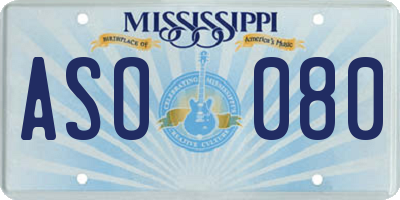 MS license plate ASO080