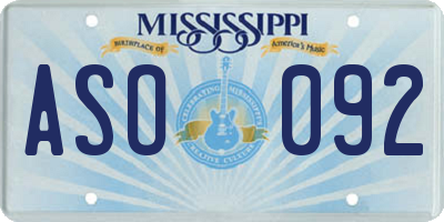 MS license plate ASO092