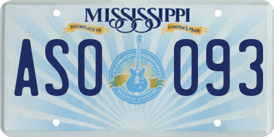 MS license plate ASO093