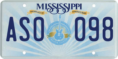 MS license plate ASO098