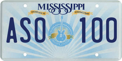 MS license plate ASO100