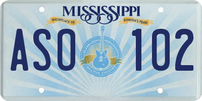 MS license plate ASO102