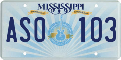 MS license plate ASO103