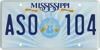 MS license plate ASO104