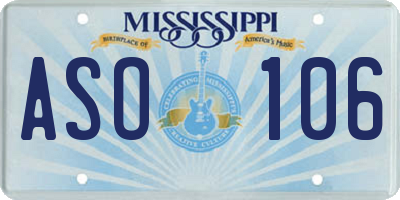 MS license plate ASO106