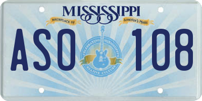 MS license plate ASO108