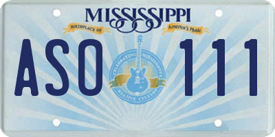 MS license plate ASO111