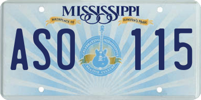 MS license plate ASO115