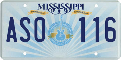 MS license plate ASO116